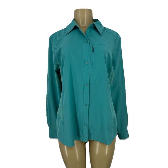 Columbia Large Women Omni Shade Long Sleeve Shirt Button Up Outdoor DG4 - Picture 1 of 8